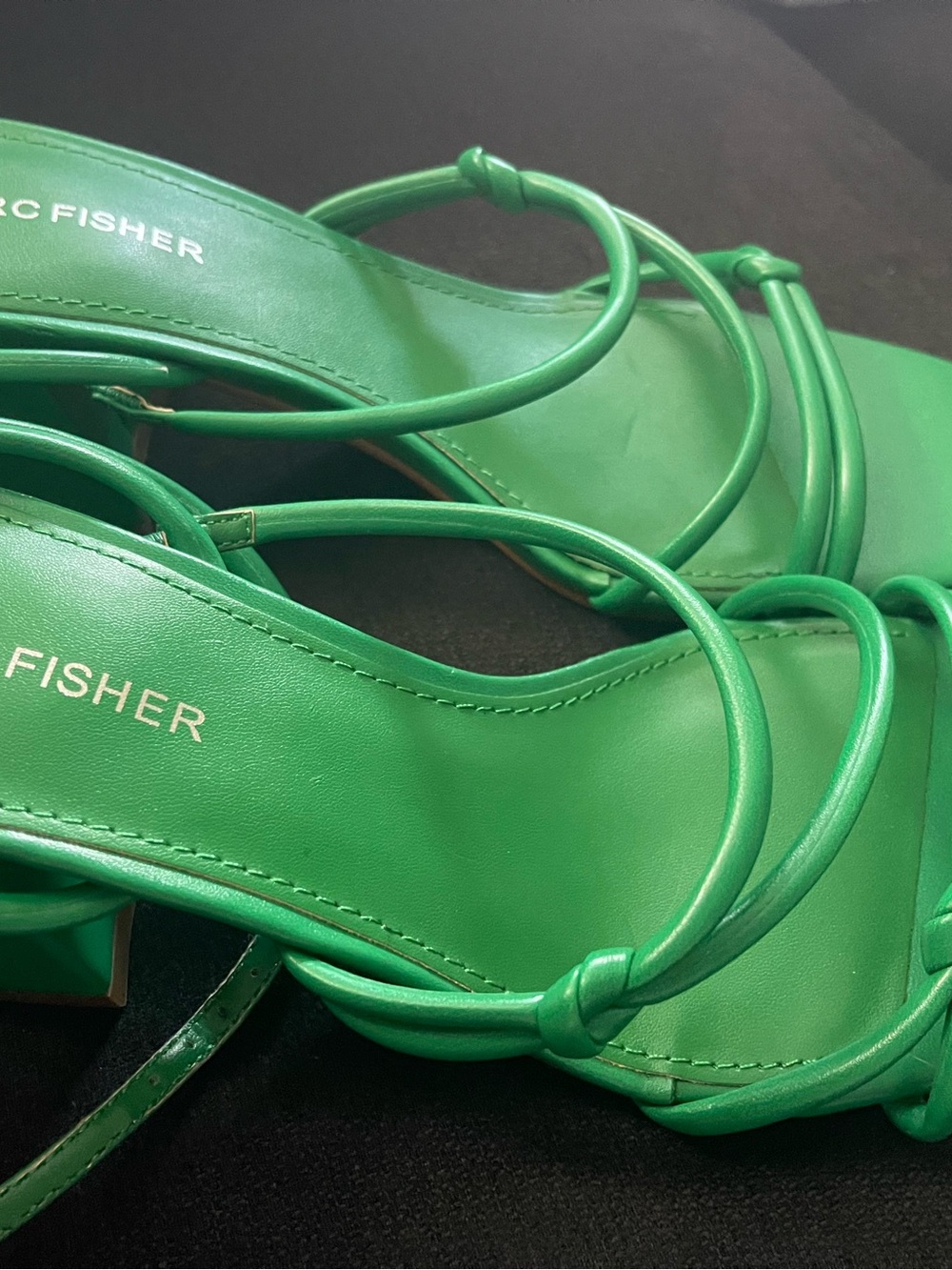 Marc Fisher Bright Green Strappy Block Heel Sandals
